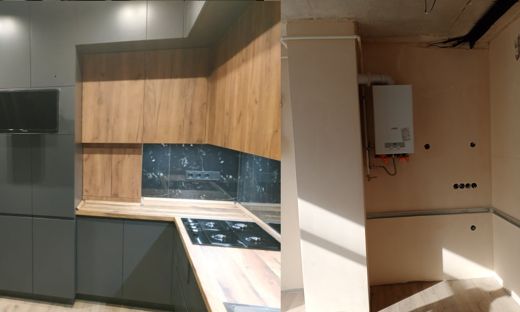 Дизайн кухни 5 и 6 кв. м. с газовой колонкой в хрущевке (12 фото)